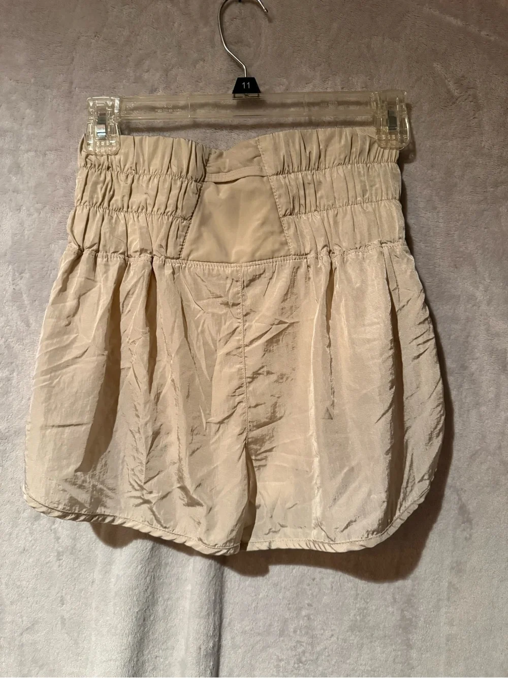 Free People Beige Smocked Waist Athletic Shorts